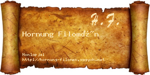 Hornung Filomén névjegykártya